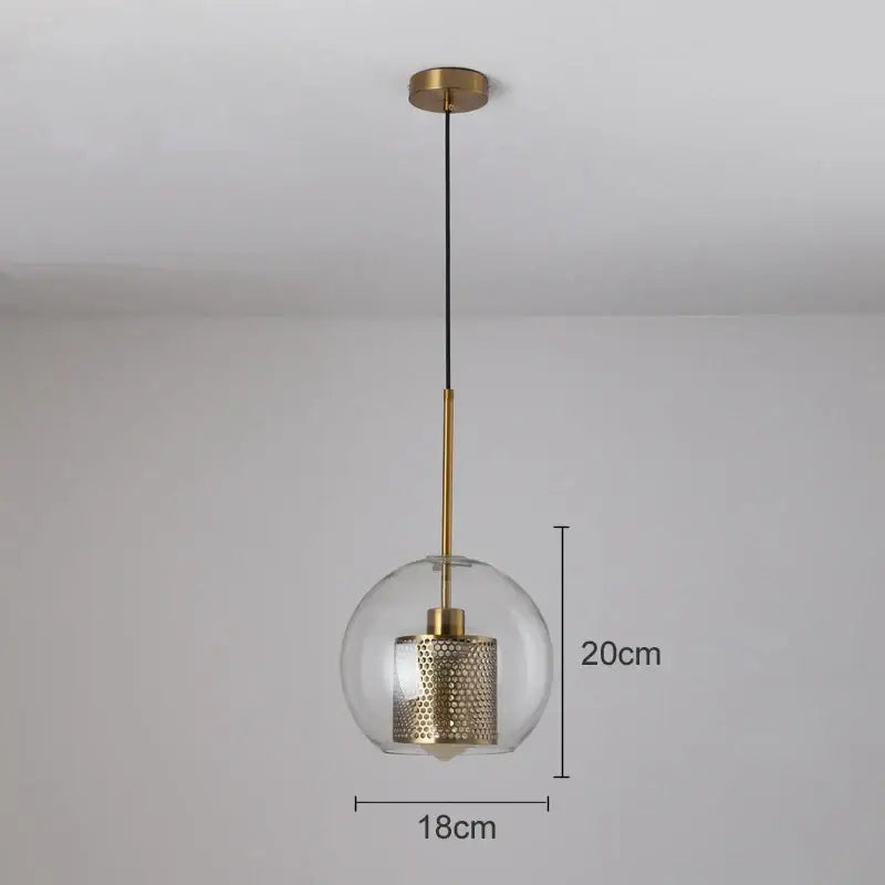 Modern gold mesh glass pendant light kitchen fixture