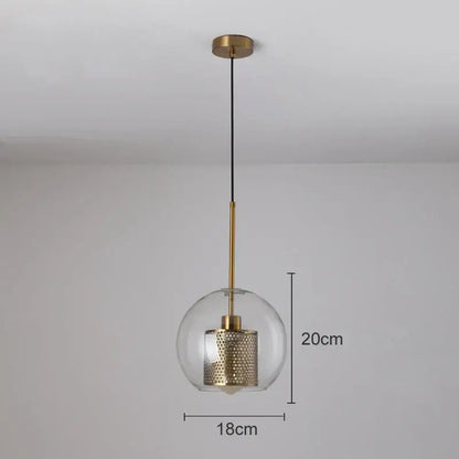Modern gold mesh glass pendant light kitchen fixture