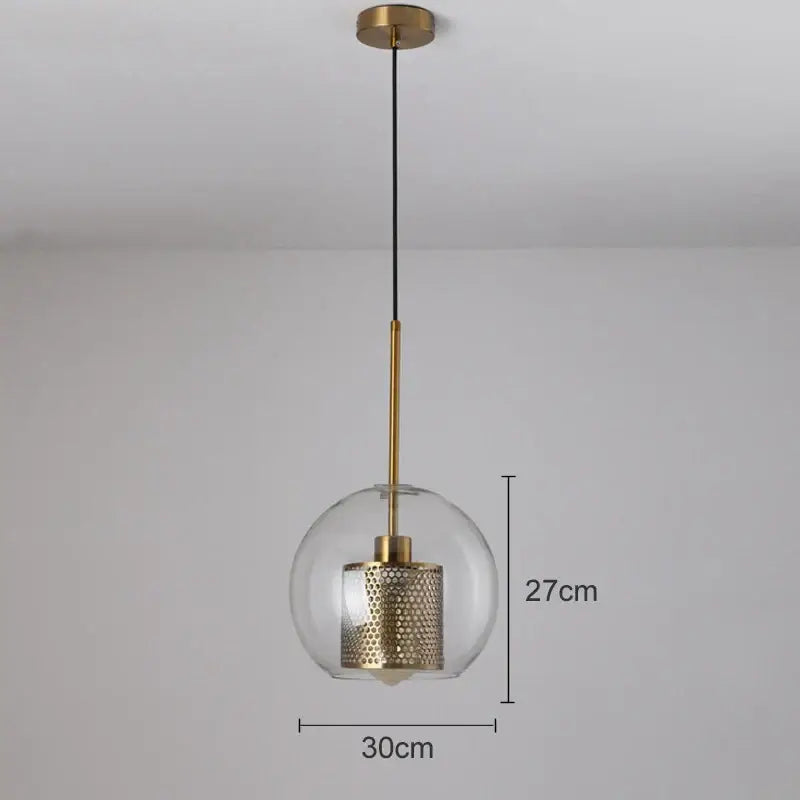 Modern gold mesh glass pendant light kitchen fixture