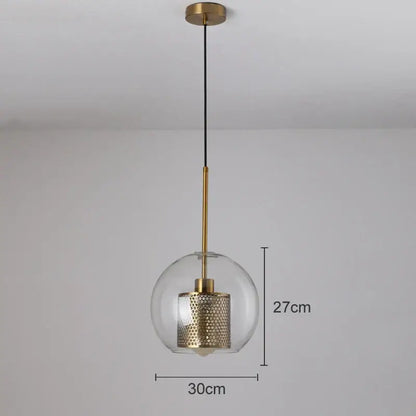 Modern gold mesh glass pendant light kitchen fixture