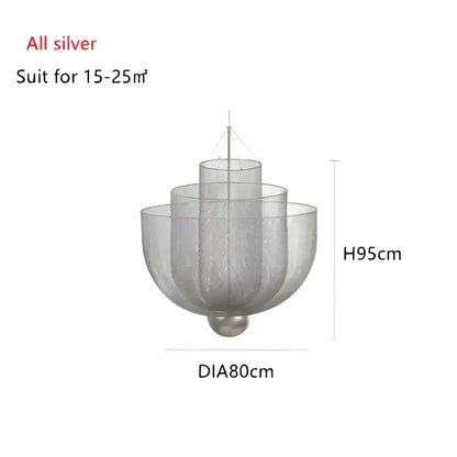 Modern gold mesh grid ceiling chandelier dining room led light
