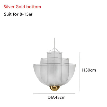 Modern gold mesh grid ceiling chandelier dining room led light