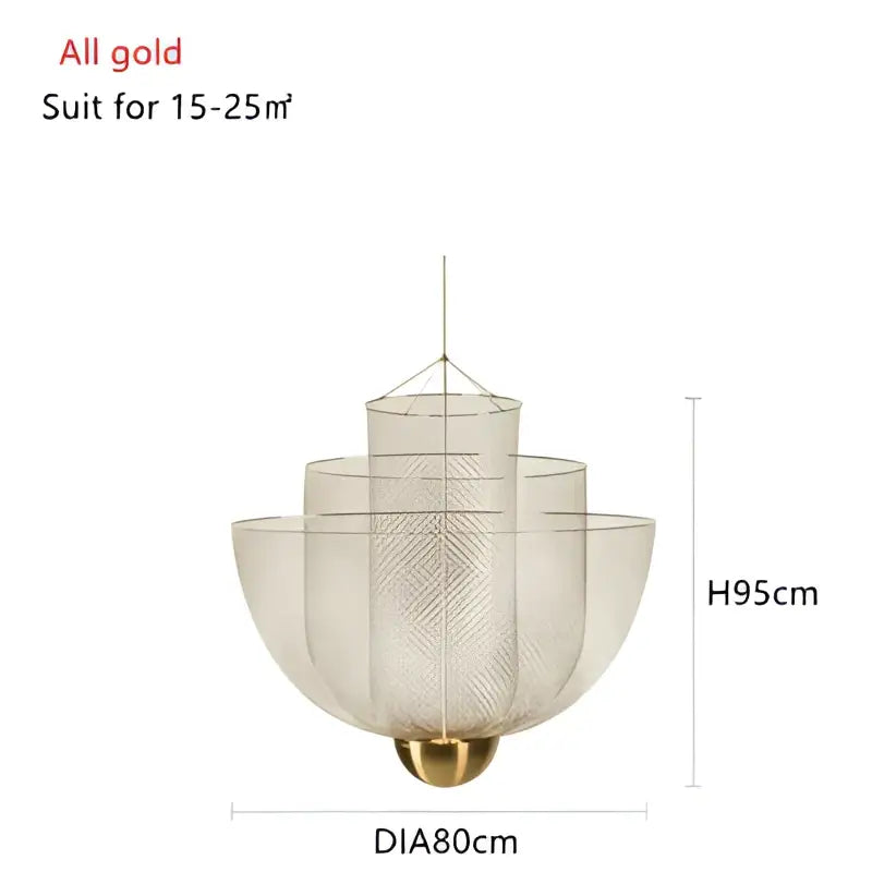Modern gold mesh grid ceiling chandelier dining room led light