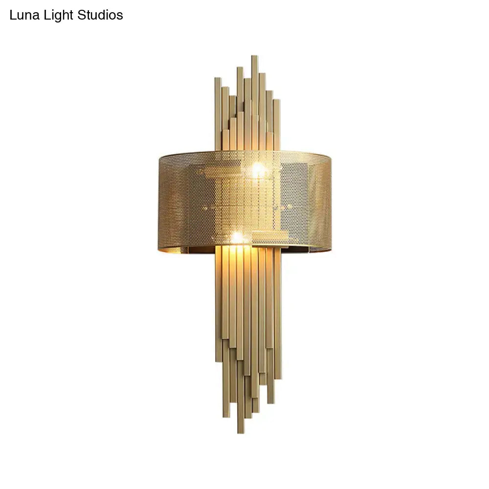 Modern gold mesh sconce lamp – living room wall lamp