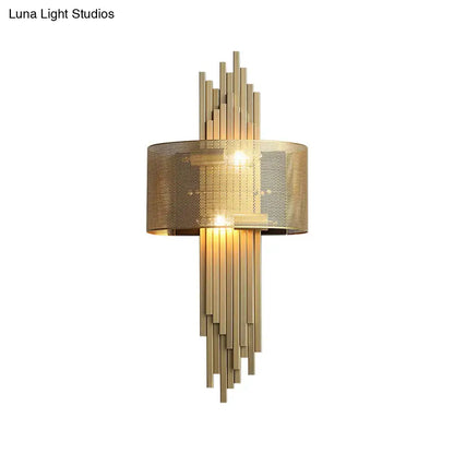 Modern gold mesh sconce lamp – living room wall lamp