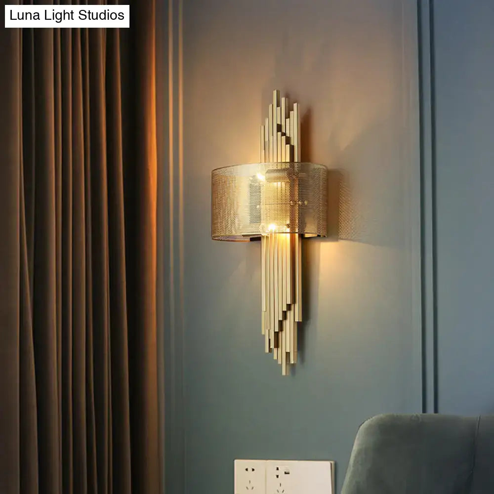Modern gold mesh sconce lamp – living room wall lamp