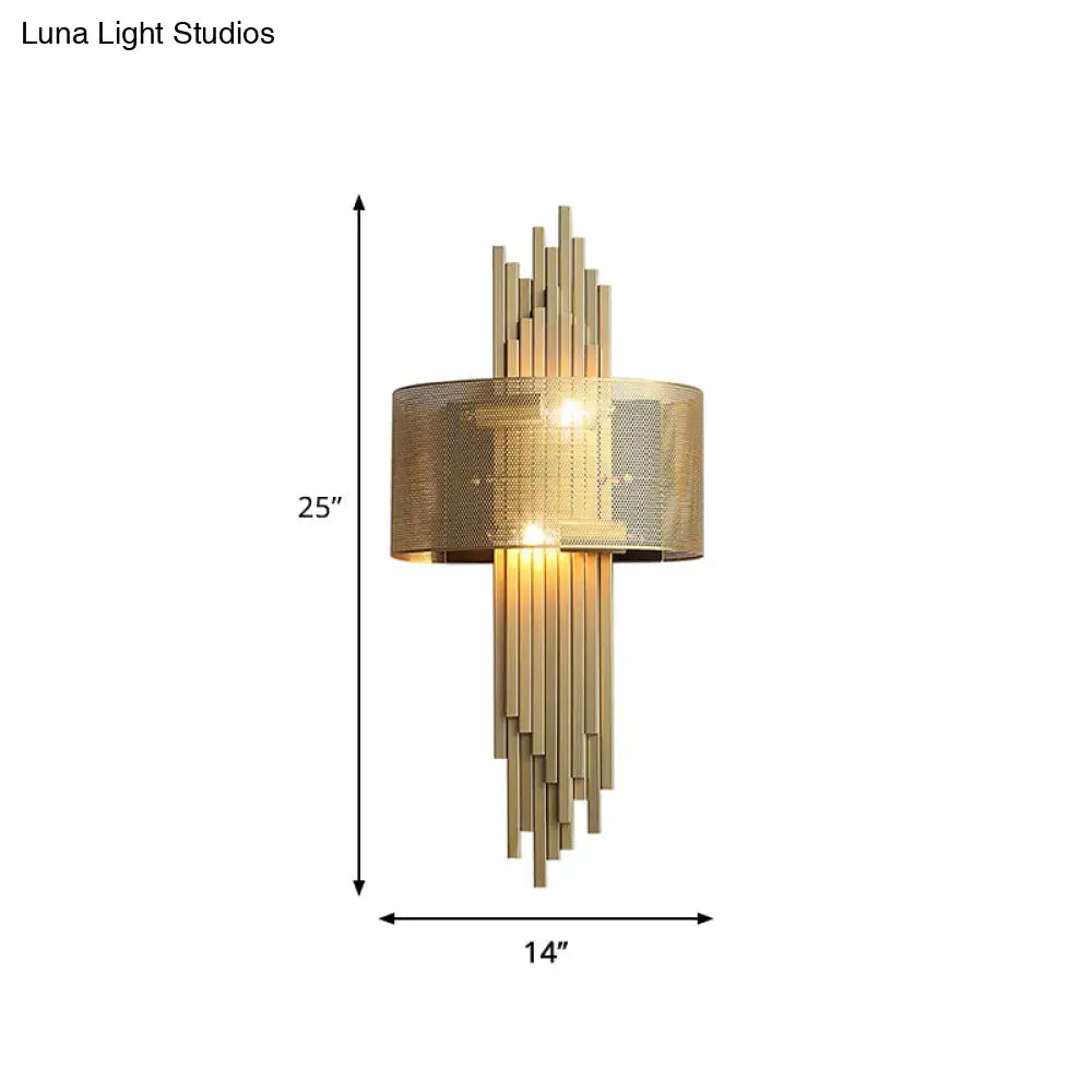Modern gold mesh sconce lamp – living room wall lamp