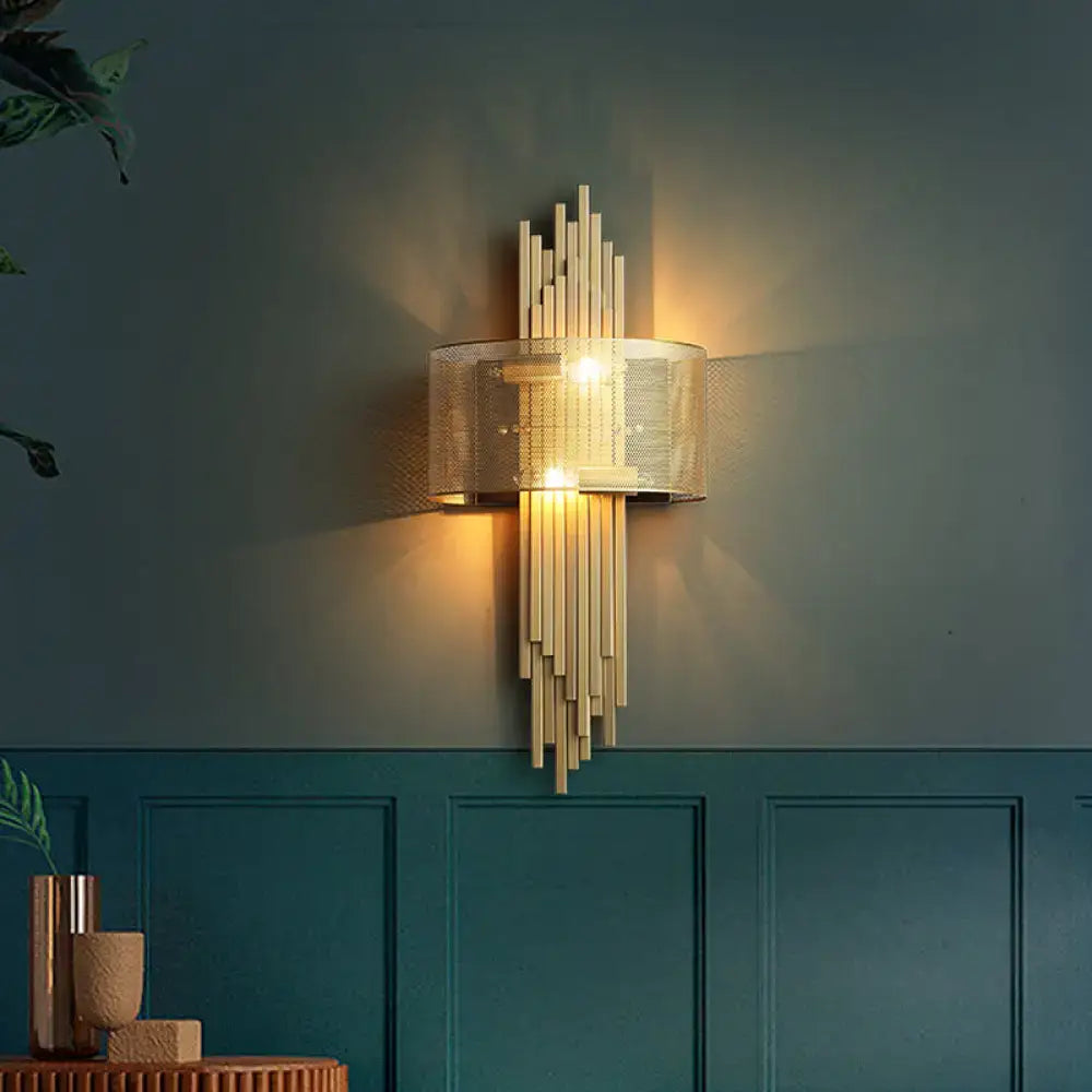 Modern gold mesh sconce lamp – living room wall lamp
