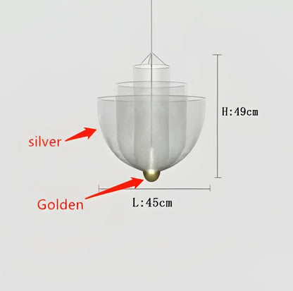 Modern gold mesh tiered dimmable led chandelier dining room pendant light