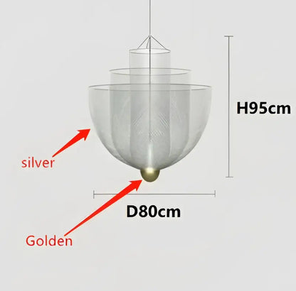 Modern gold mesh tiered dimmable led chandelier dining room pendant light