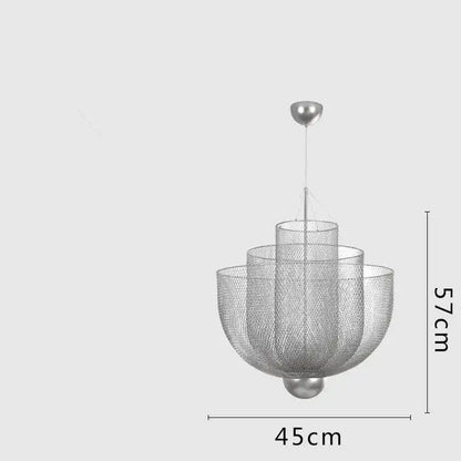 Modern gold mesh tiered dimmable led chandelier dining room pendant light