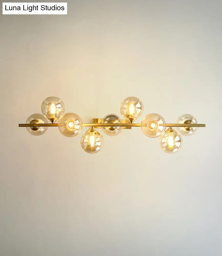 Modern gold metal amber glass island light for dining room