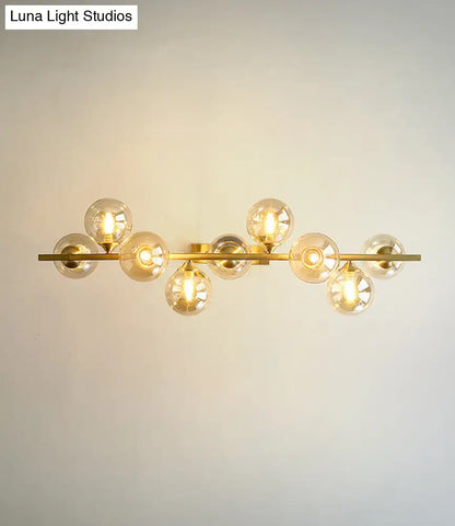 Modern gold metal amber glass island light for dining room