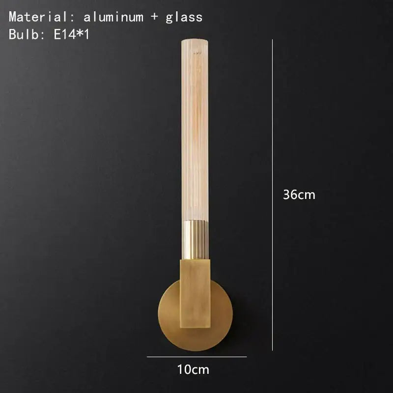 Modern gold metal and glass wall sconce light for bathroom