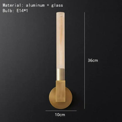 Modern gold metal and glass wall sconce light for bathroom