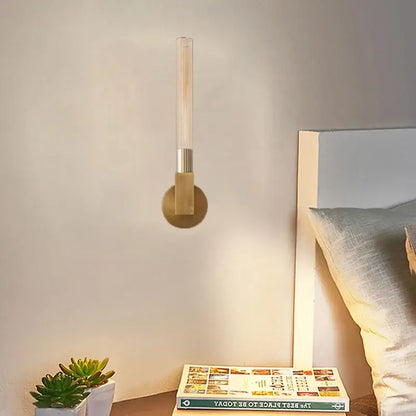 Modern gold metal and glass wall sconce light for bathroom