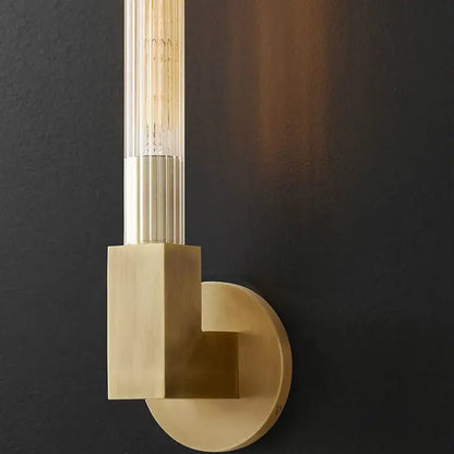 Modern gold metal and glass wall sconce light for bathroom