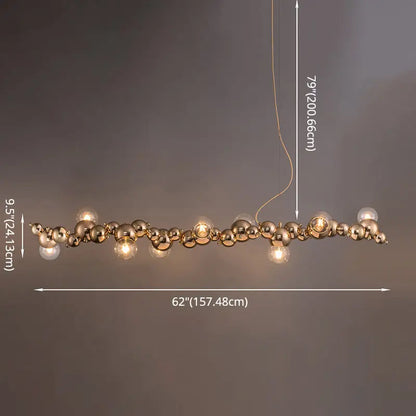 Modern gold metal arched ceiling light for dining room with 6 bulbs