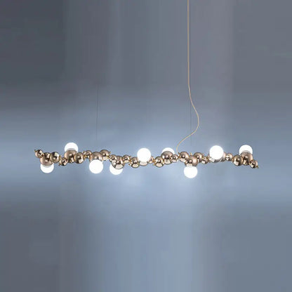 Modern gold metal arched ceiling light for dining room with 6 bulbs