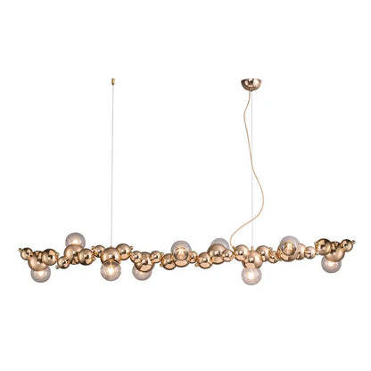 Modern gold metal arched ceiling light for dining room with 6 bulbs
