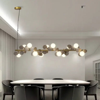 Modern gold metal branching pendant light dining room acrylic flower