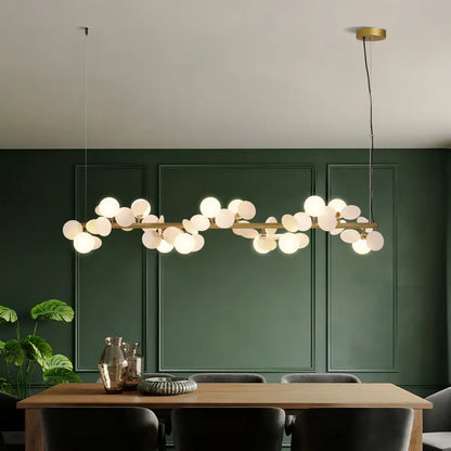 Modern gold metal branching pendant light dining room acrylic flower