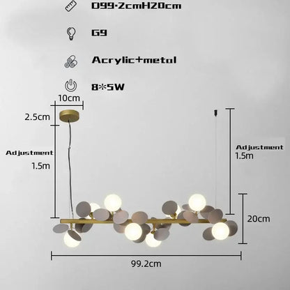Modern gold metal branching pendant light dining room acrylic flower