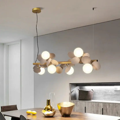Modern gold metal branching pendant light dining room acrylic flower