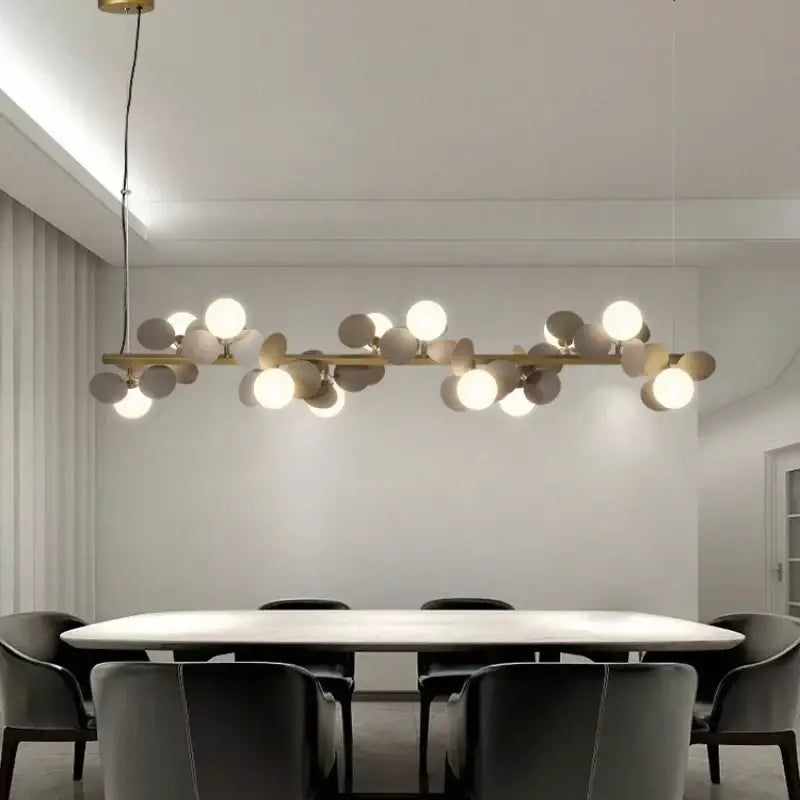 Modern gold metal branching pendant light dining room acrylic flower