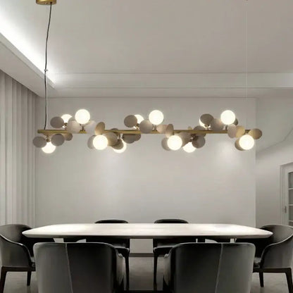 Modern gold metal branching pendant light dining room acrylic flower