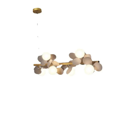 Modern gold metal branching pendant light dining room acrylic flower