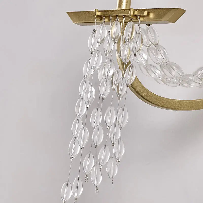 Modern gold metal candle wall sconce with crystals living room light