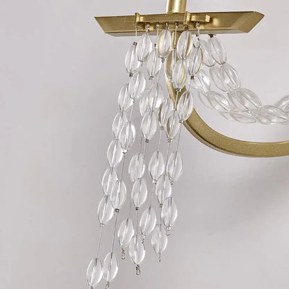 Modern gold metal candle wall sconce with crystals living room light