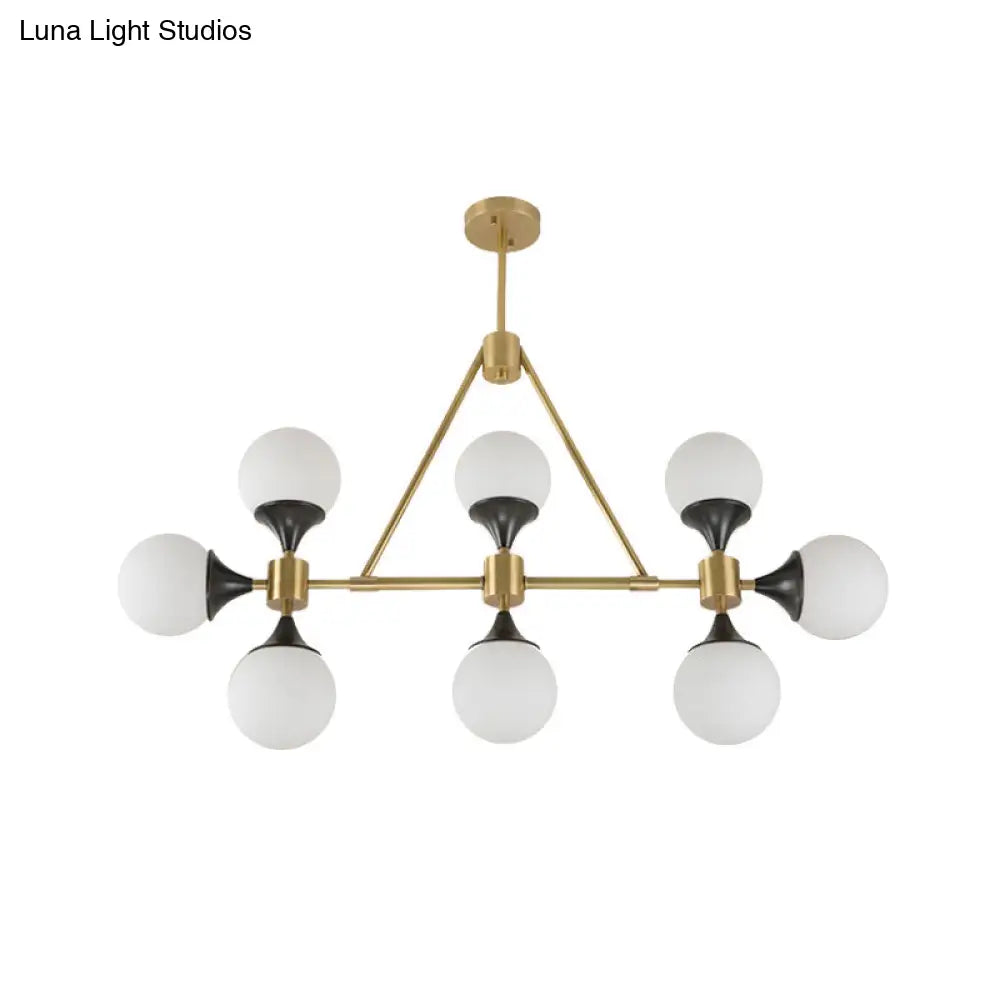 DecorBites™ Modern Gold Metal Chandelier with 8 Globe Shades - Restaurant Island Lighting