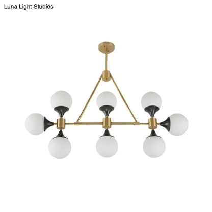 DecorBites™ Modern Gold Metal Chandelier with 8 Globe Shades - Restaurant Island Lighting