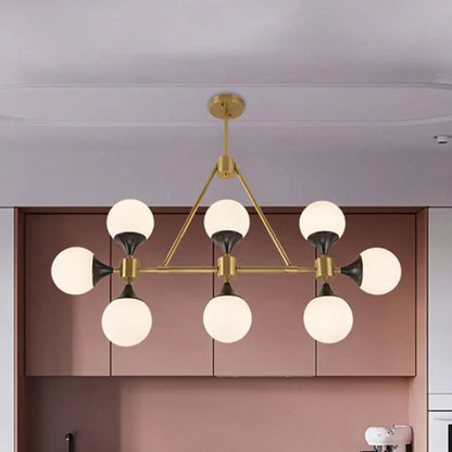 DecorBites™ Modern Gold Metal Chandelier with 8 Globe Shades - Restaurant Island Lighting