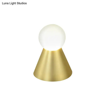 Modern gold metal conical sconce wall light bedroom frosted globe
