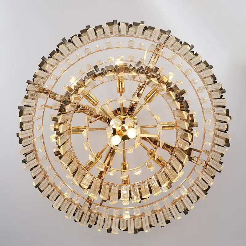 Modern gold metal crystal chandelier dining room pendant light