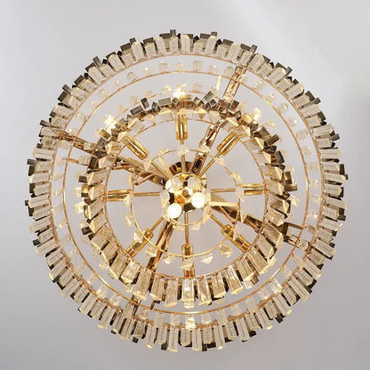 Modern gold metal crystal chandelier dining room pendant light
