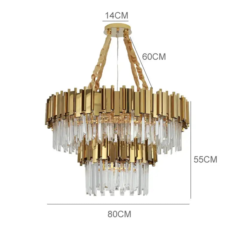 Modern gold metal crystal chandelier dining room pendant light