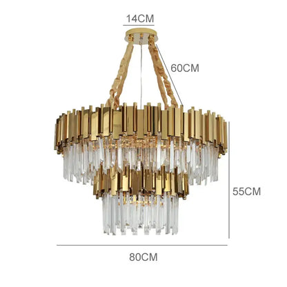 Modern gold metal crystal chandelier dining room pendant light