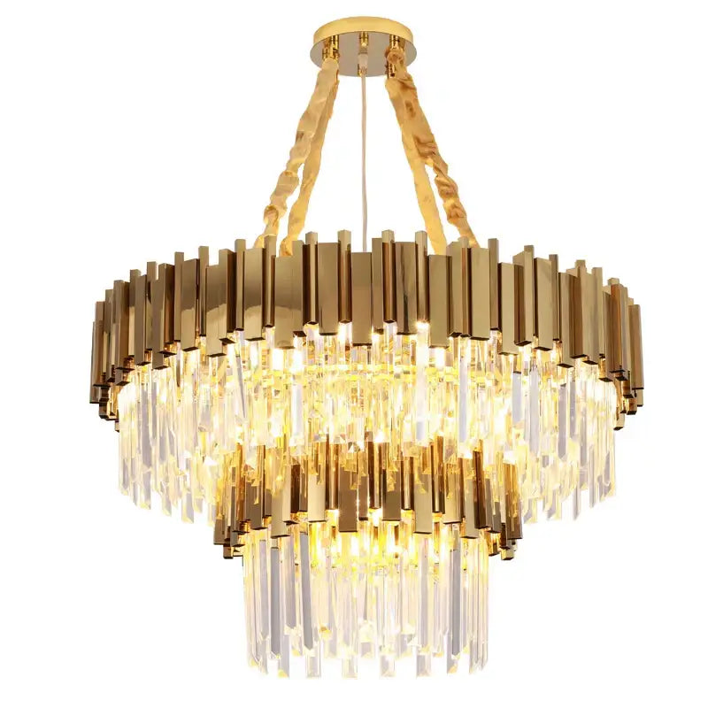 Modern gold metal crystal chandelier dining room pendant light