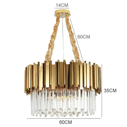 Modern gold metal crystal chandelier dining room pendant light