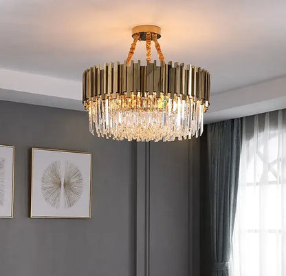 Modern gold metal crystal chandelier dining room pendant light
