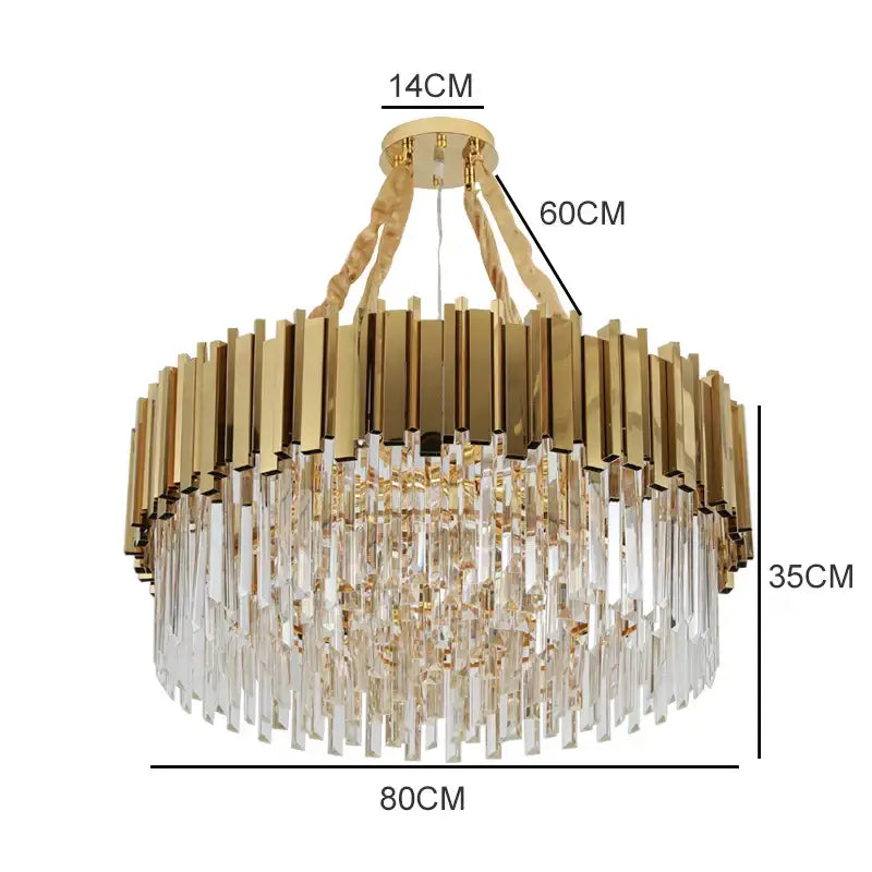 Modern gold metal crystal chandelier dining room pendant light