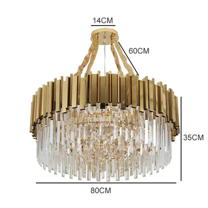 Modern gold metal crystal chandelier dining room pendant light