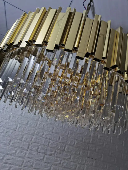Modern gold metal crystal chandelier dining room pendant light