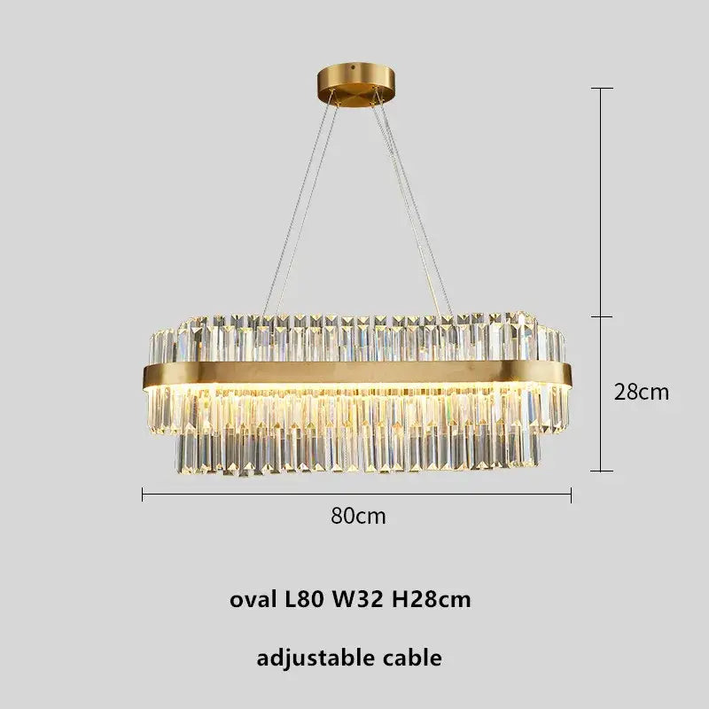 Modern gold metal crystal pendant light dining room dimmable led