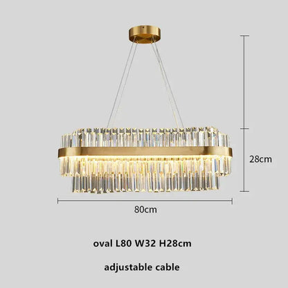 Modern gold metal crystal pendant light dining room dimmable led