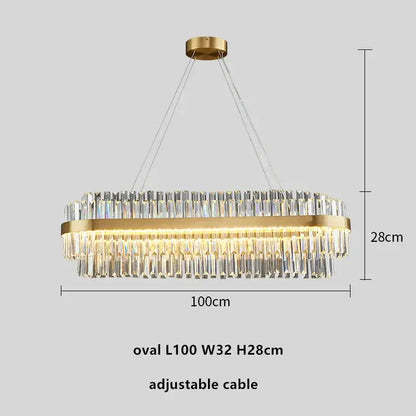 Modern gold metal crystal pendant light dining room dimmable led